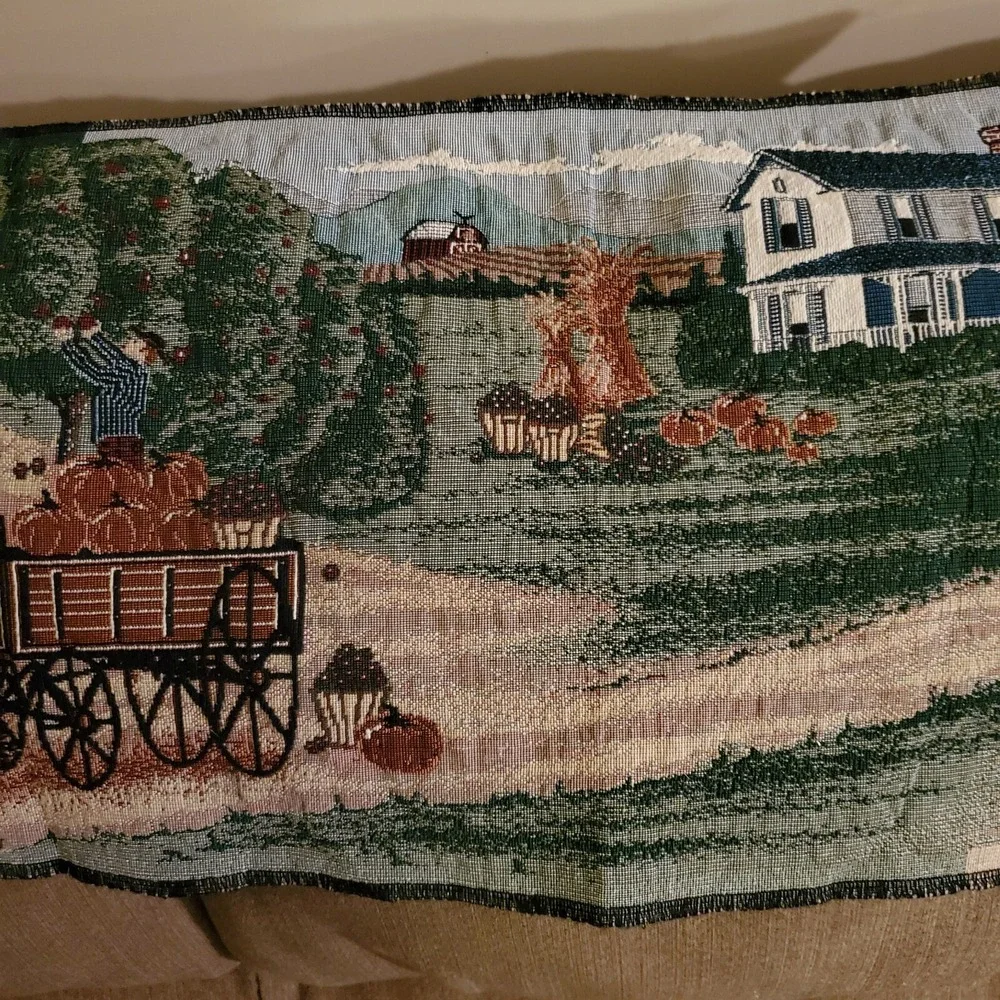 Vintage Woven Tapestry Country Scene 34